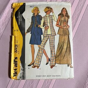 Vintage 1970's McCall's 3321 Ladies‎ Skirt Vest Pants Sewing Pattern Size 18